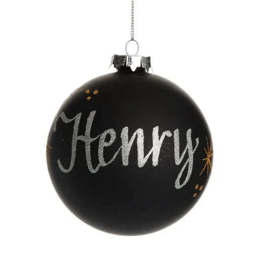 Black Glass Personalised Christmas Bauble Sale