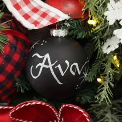 Black Glass Personalised Christmas Bauble Sale