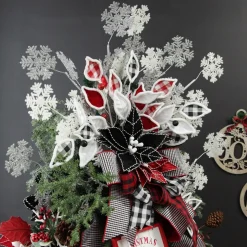 Black Poinsettia Flower Stem with Twine Trim Shop