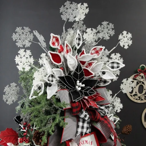 Black Poinsettia Flower Stem with Twine Trim Shop