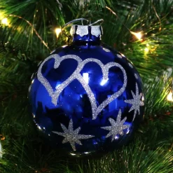 Blue Love Hearts Christmas Bauble Online