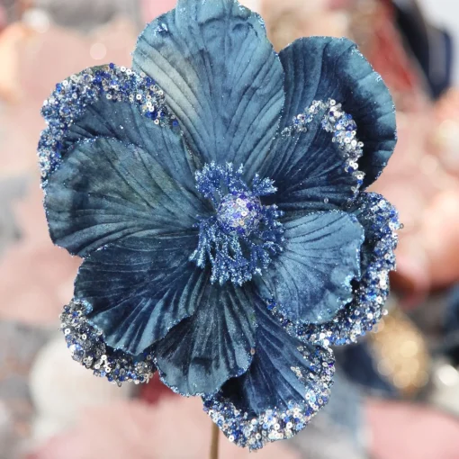 Blue Magnolia Stem with Sequin Tips Sale