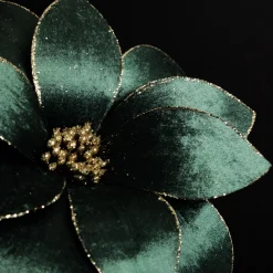Bottle Green Velvet Flower Stem with Gold Glitter Trim Store