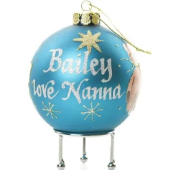Bright Blue Christmas Bear with Tree Bauble Sale