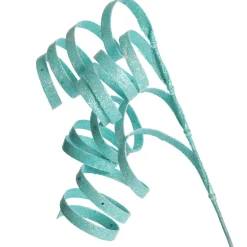 Bright Blue Glitter Curly Ribbon Christmas Pick Flash Sale