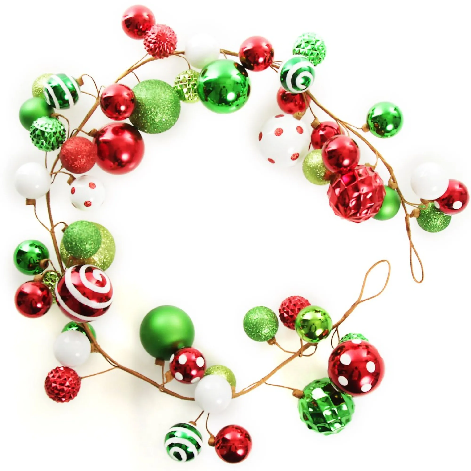 Bright Fun Red Green and White Bauble Christmas Garland Clearance