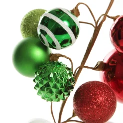 Bright Fun Red Green and White Bauble Christmas Garland Clearance