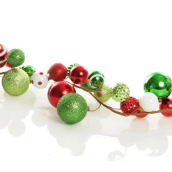 Bright Fun Red Green and White Bauble Christmas Garland Clearance