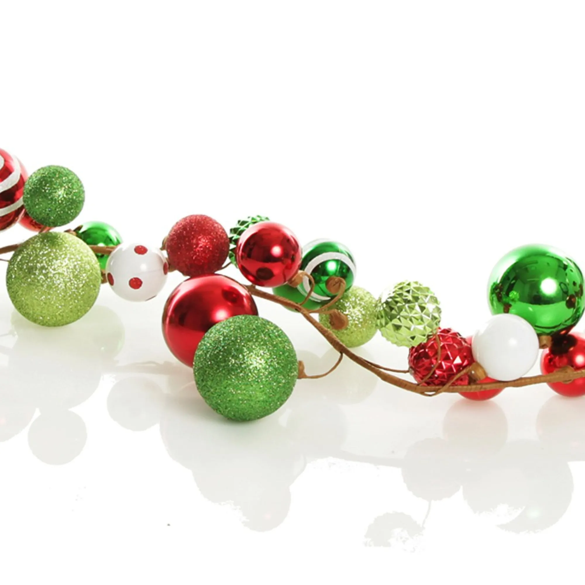 Bright Fun Red Green and White Bauble Christmas Garland Clearance