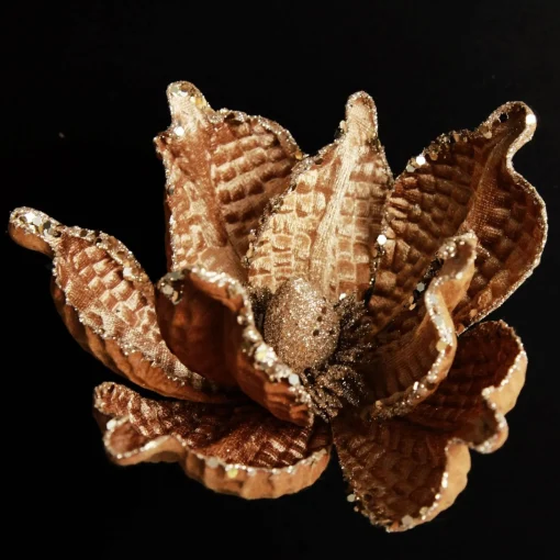 Brown Velvet Magnolia Flower Clip Cheap