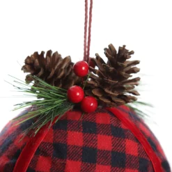 Buffalo Check Bauble with Pine and Cone Topper Discount