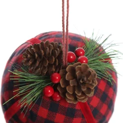 Buffalo Check Bauble with Pine and Cone Topper Discount