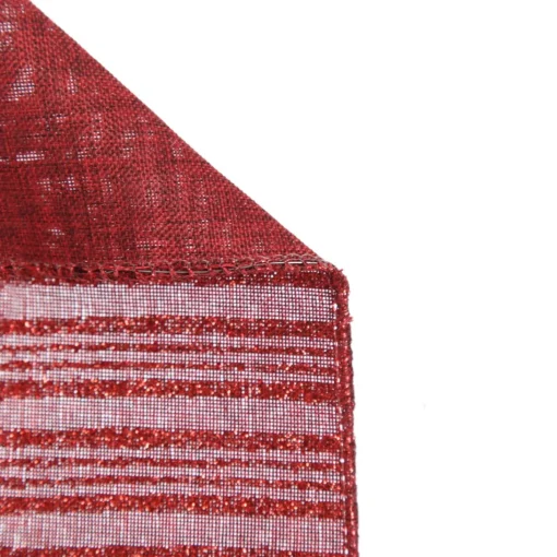 Burgundy Glitter and Linen Striped Wired Ribbon - 6.5cm Store