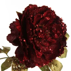 Burgundy Peonie Flower Stem with Glitter Sprinkles New