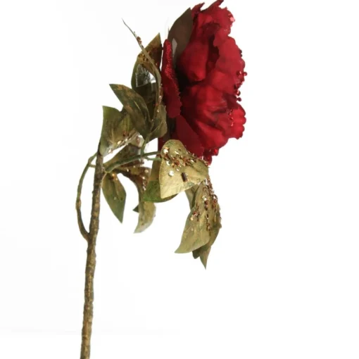 Burgundy Peonie Flower Stem with Glitter Sprinkles New