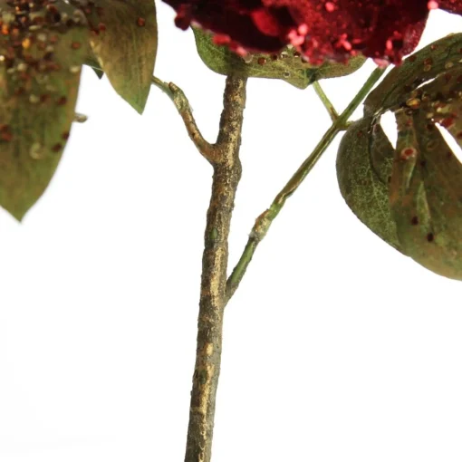 Burgundy Peonie Flower Stem with Glitter Sprinkles New