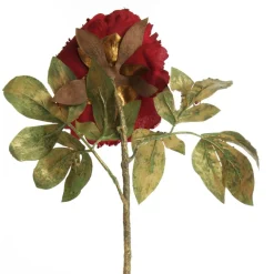 Burgundy Peonie Flower Stem with Glitter Sprinkles New
