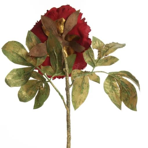 Burgundy Peonie Flower Stem with Glitter Sprinkles New