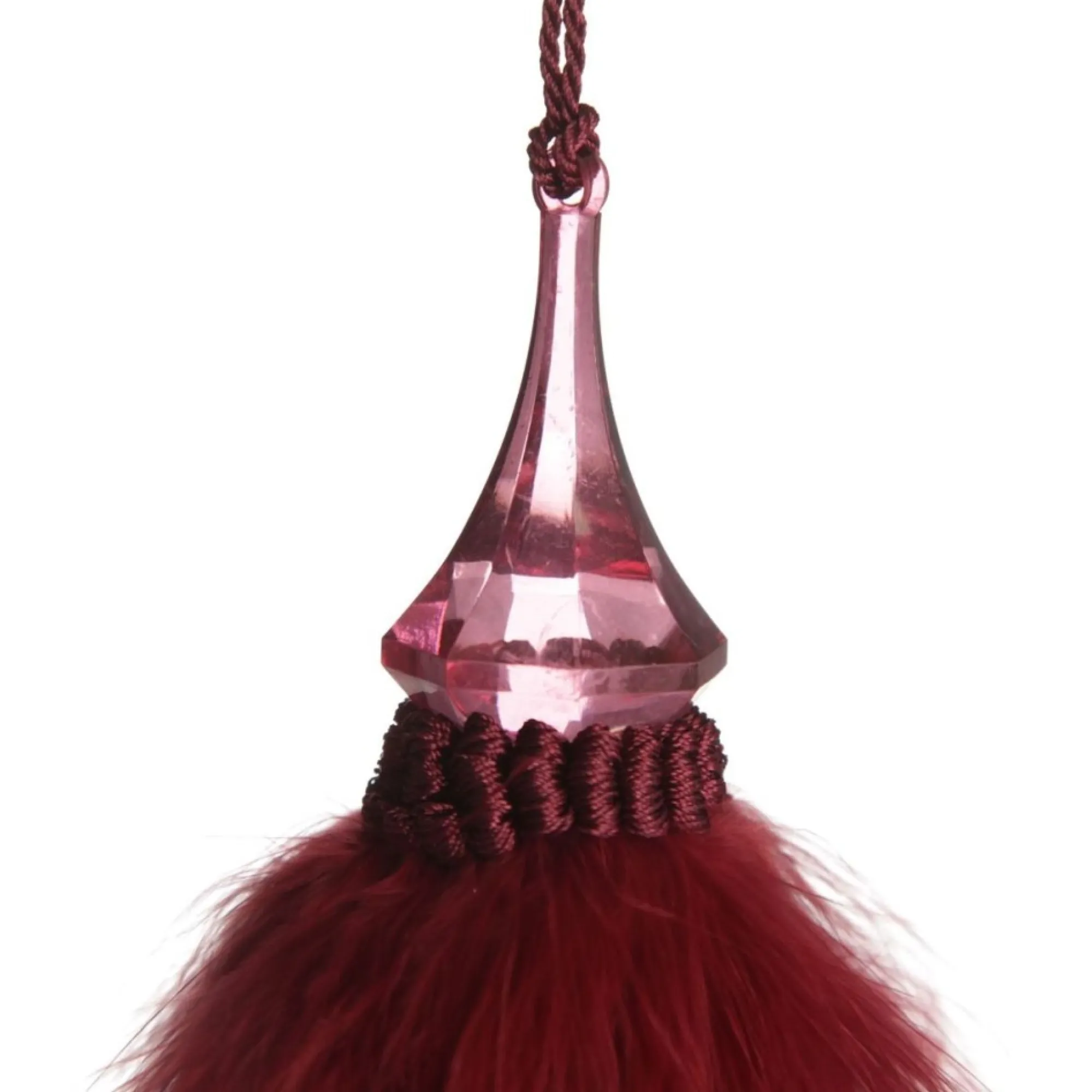 Burgundy Tassel with Feathers and Beaded Fringing Clearance