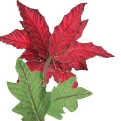 Burgundy Velvet Poinesttia Flower Stem with Gold Glitter Best