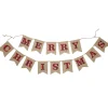 Burlap Bunting with Red and Black Plaid Merry Christmas Fashion
