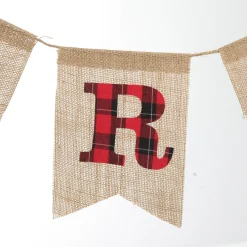 Burlap Bunting with Red and Black Plaid Merry Christmas Fashion