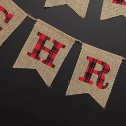 Burlap Bunting with Red and Black Plaid Merry Christmas Fashion