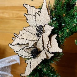 Burlap Flower Pick Black Glitter Trim Sale