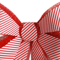 Candy Cane Stripe Christmas Bow with Glitter Edge Best Sale