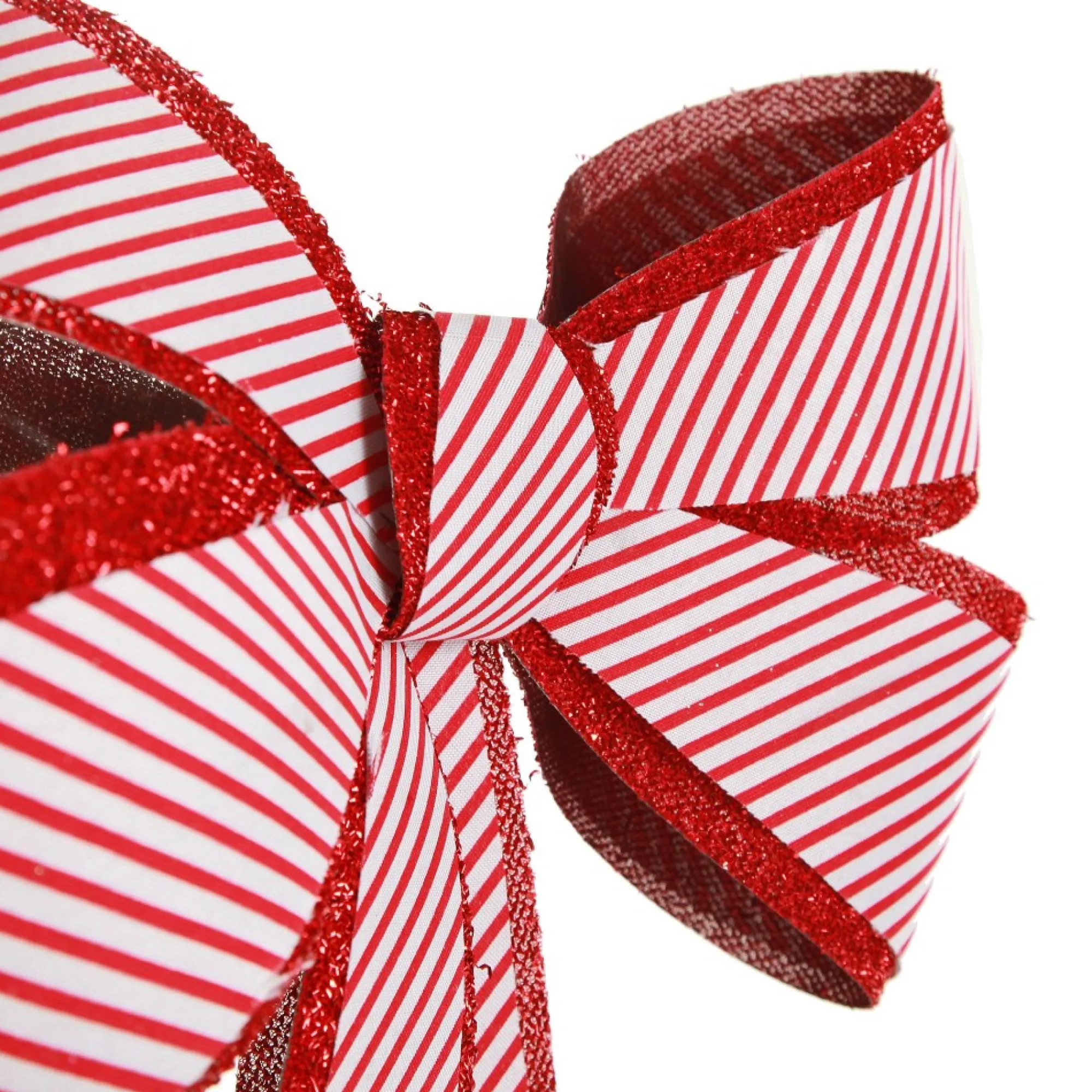 Candy Cane Stripe Christmas Bow with Glitter Edge Best Sale