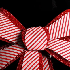 Candy Cane Stripe Christmas Bow with Glitter Edge Best Sale