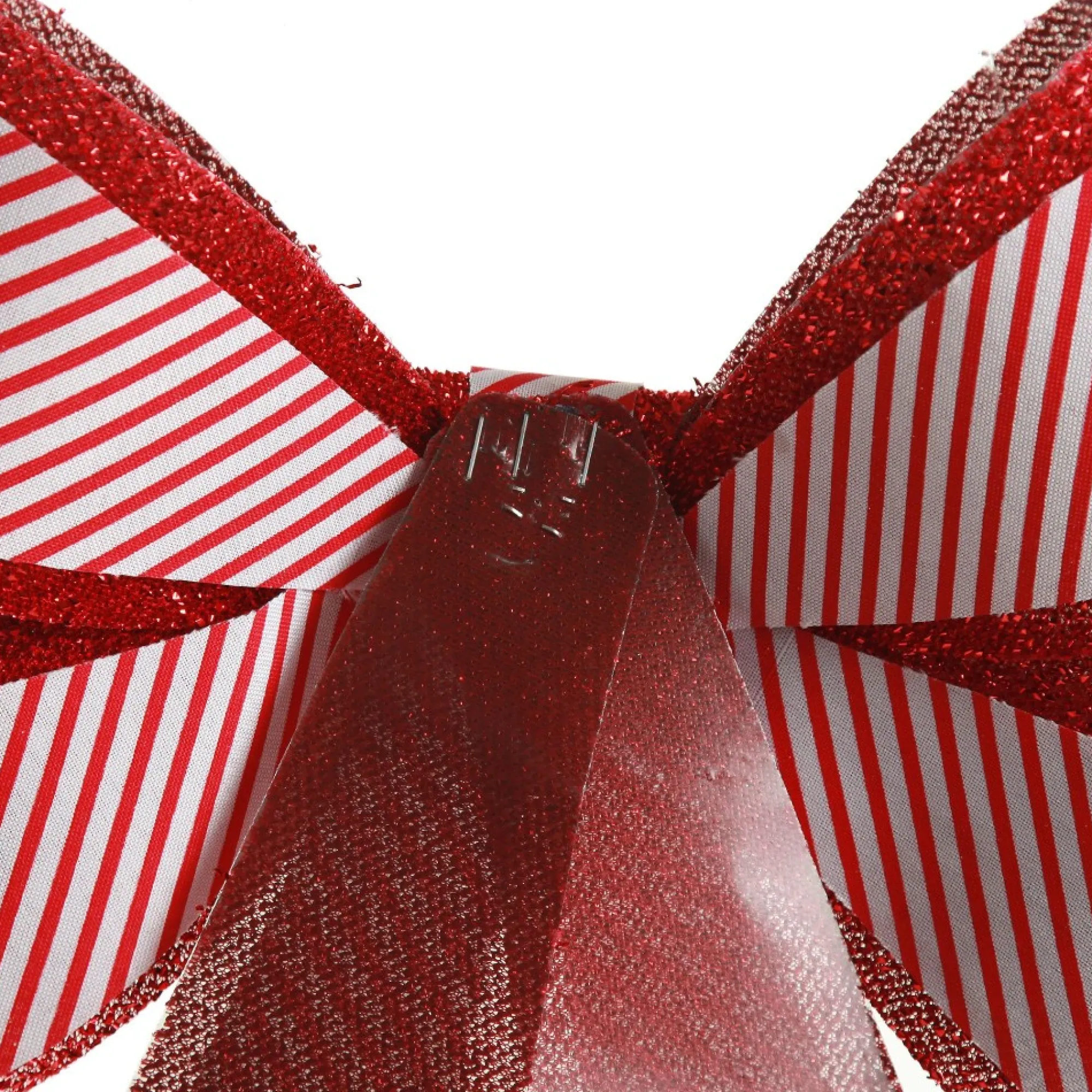 Candy Cane Stripe Christmas Bow with Glitter Edge Best Sale