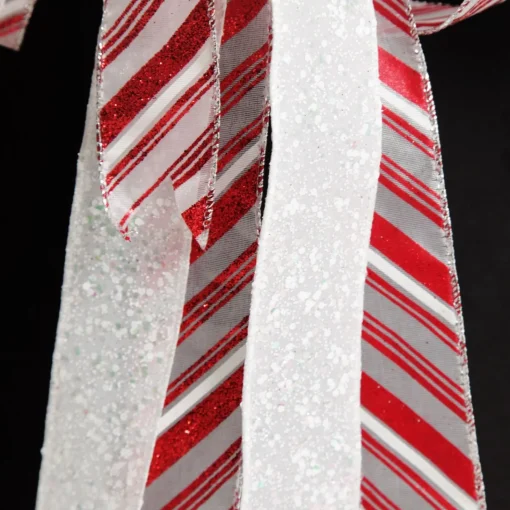 Candy Cane Stripe Deluxe Tree Topper Bow with Streamers Flash Sale