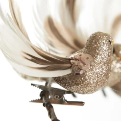 Champagne Bird Clip with Feather Tail - Set of 3 Champagne Bird Clip With Feather Tail - Set Of 3 Best Sale