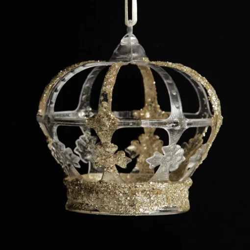 Champagne Glitter and Clear Crown Christmas Decoration Fashion