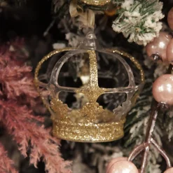 Champagne Glitter and Clear Crown Christmas Decoration Fashion