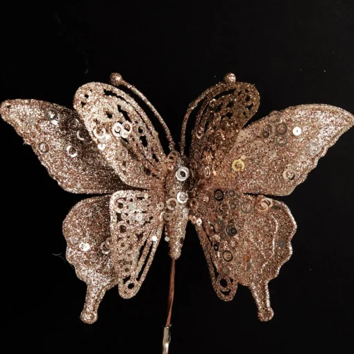Champagne Glitter and Sequin Butterfly Clip Best