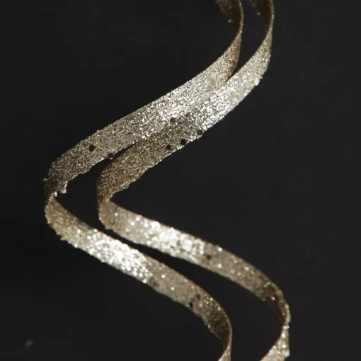 Champagne Glitter Curly Ribbon Christmas Pick Best