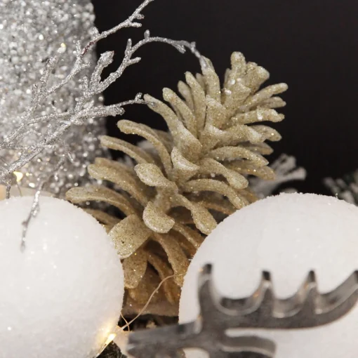 Champagne Glitter Faux Hanging Pinecone New