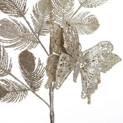Champagne Glitter Feathers with Butterfly Spray Pick Store