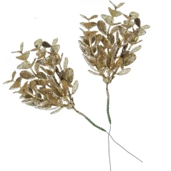 Champagne Glitter Silver Dollar Leaf Pick - Set of 2 Shop