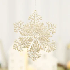 Champagne Glitter Snowflake Christmas Tree Decoration Store