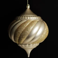 Champagne Glitter Swirl Christmas Onion Bauble Hot