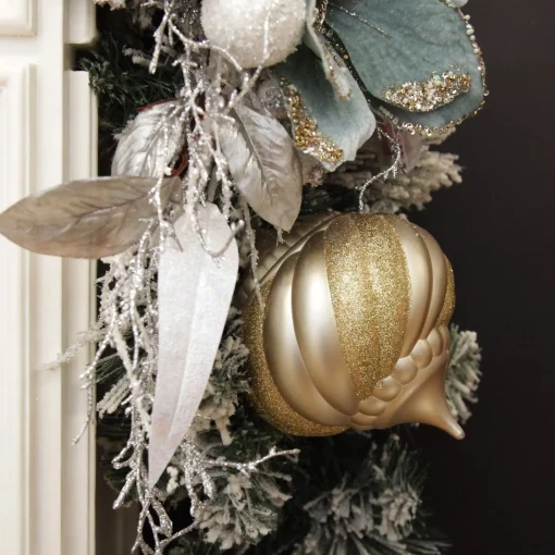 Champagne Glitter Swirl Christmas Onion Bauble Hot