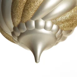 Champagne Glitter Swirl Christmas Onion Bauble Hot