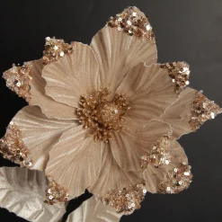 Champagne Magnolia Flower Stem with Glitter Sequin Tips Store