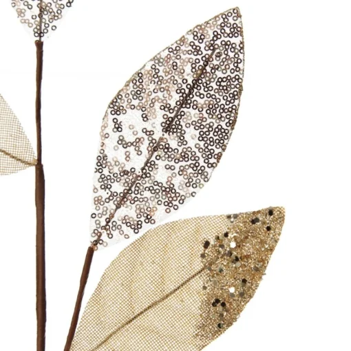 Champagne Mixed Leaf Burlap Sequin Spray New