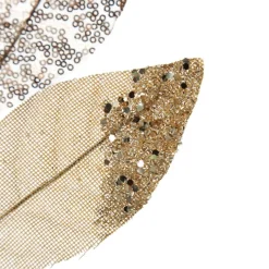 Champagne Mixed Leaf Burlap Sequin Spray New
