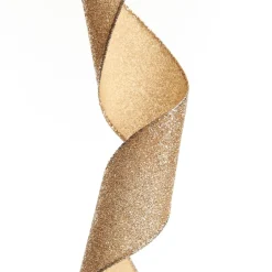 Champagne Sparkle Glitter Ribbon Wired Edge - 6.3cm Discount