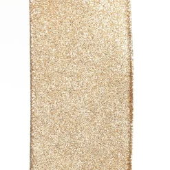 Champagne Sparkle Glitter Ribbon Wired Edge - 6.3cm Discount